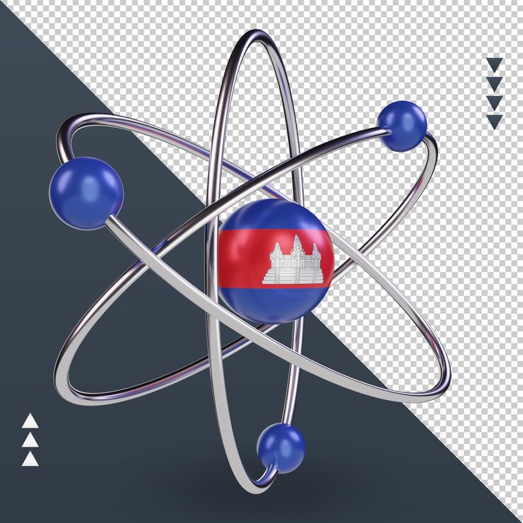PSD día de la ciencia 3d bandera de camboya representación vista izquierda