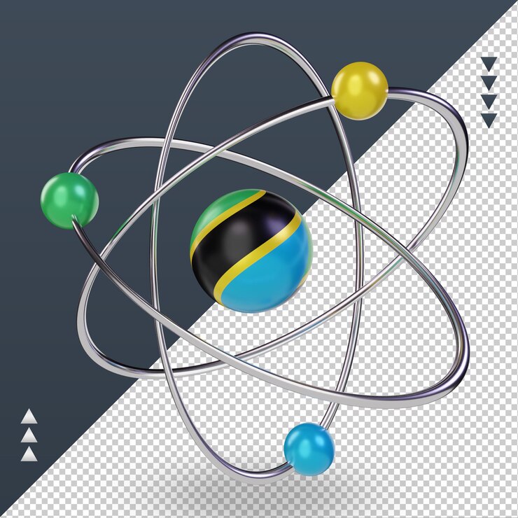PSD día de la ciencia 3d bandera de tanzania representación vista derecha