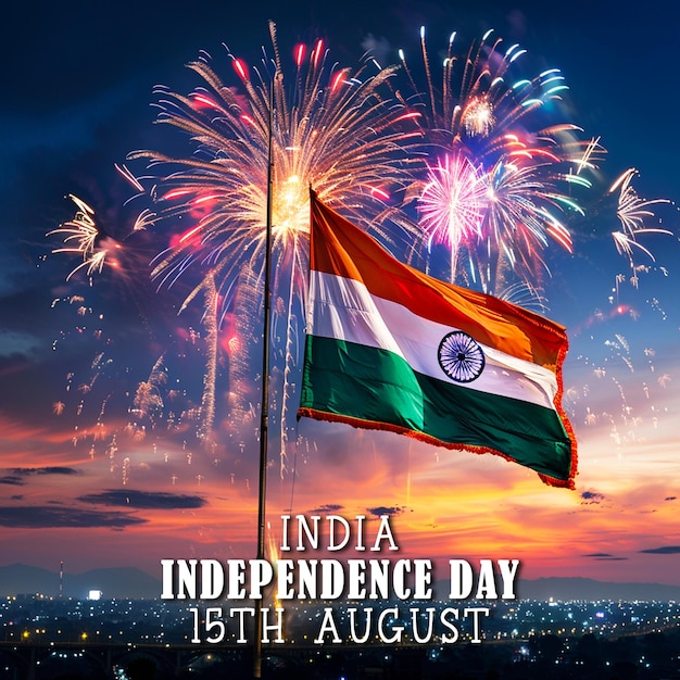 PSD dia da independência da índia post de mídia social templace fundo