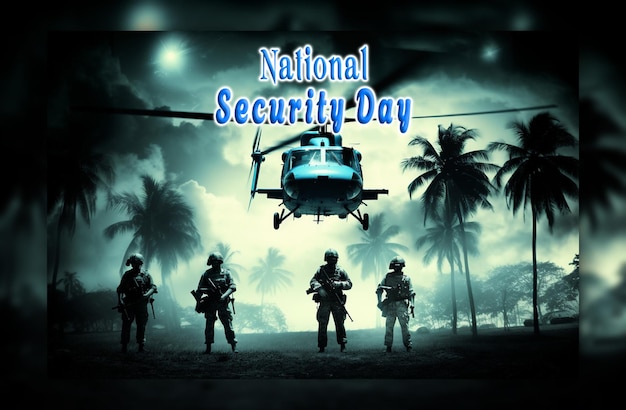 PSD dia da segurança nacional guarda de segurança masculino com uniforme.