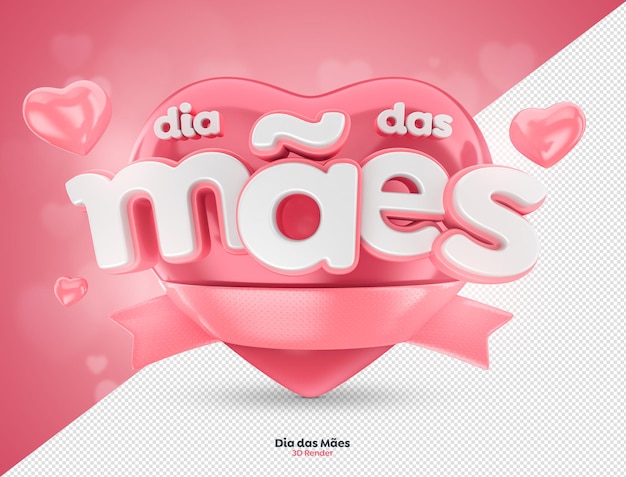 Dia das maes rótulo do dia das mães renderização 3d para mídias sociais