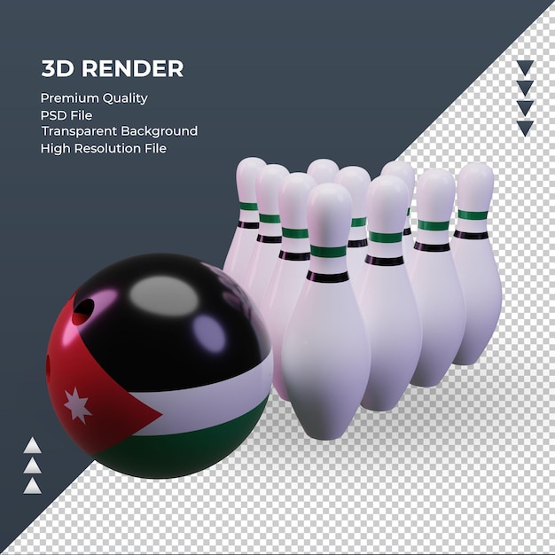 Dia de boliche 3d bandeira da jordânia renderizando a vista direita