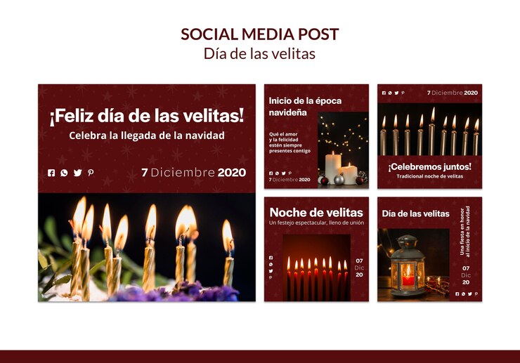 PSD dia de las velitas modello di post sui social media