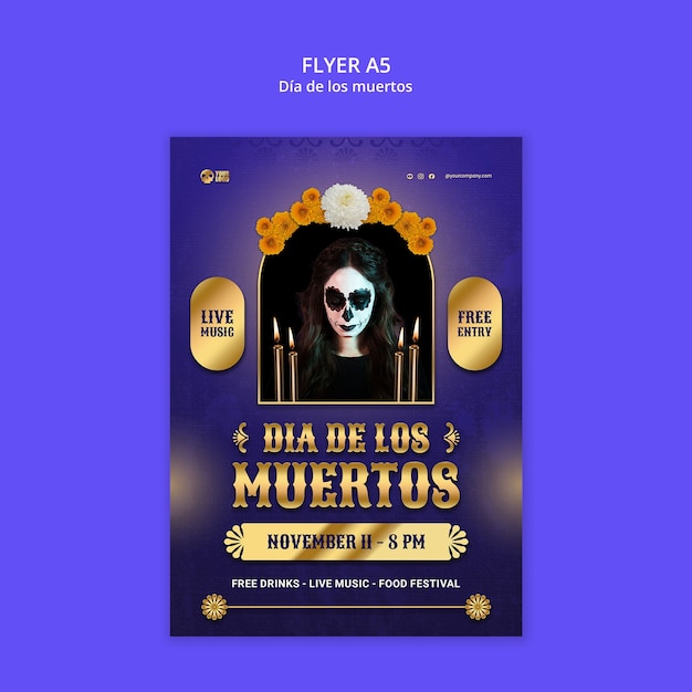 Dia de los muertos Flyer-Vorlage-Design