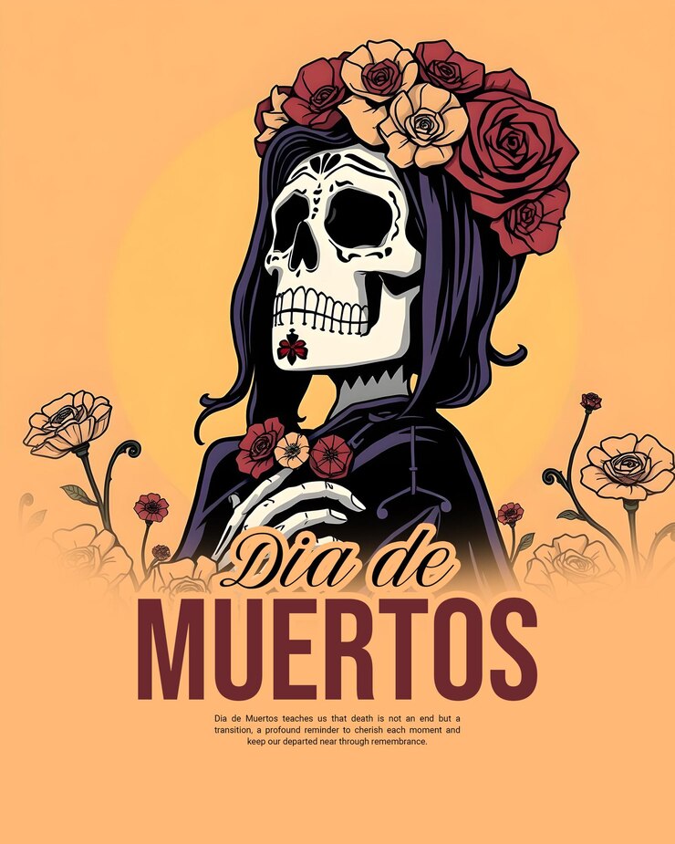 PSD dia de muertos dia dos mortos modelo de banner de postagem de mídia social