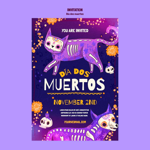 PSD dia de muertos feier einladungsvorlage