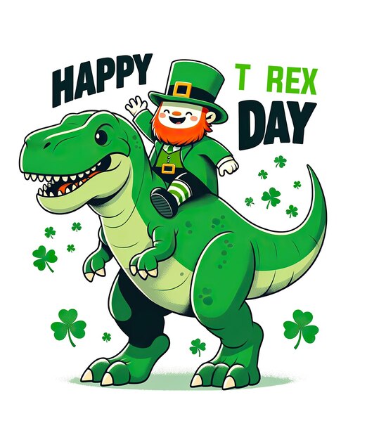 Dia de São Patrício, meninos, crianças, crianças, dinossauro irlandês engraçado, Trex.