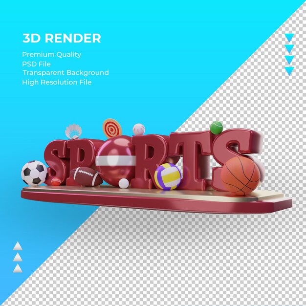 PSD día del deporte 3d bandera de letonia renderizado vista derecha