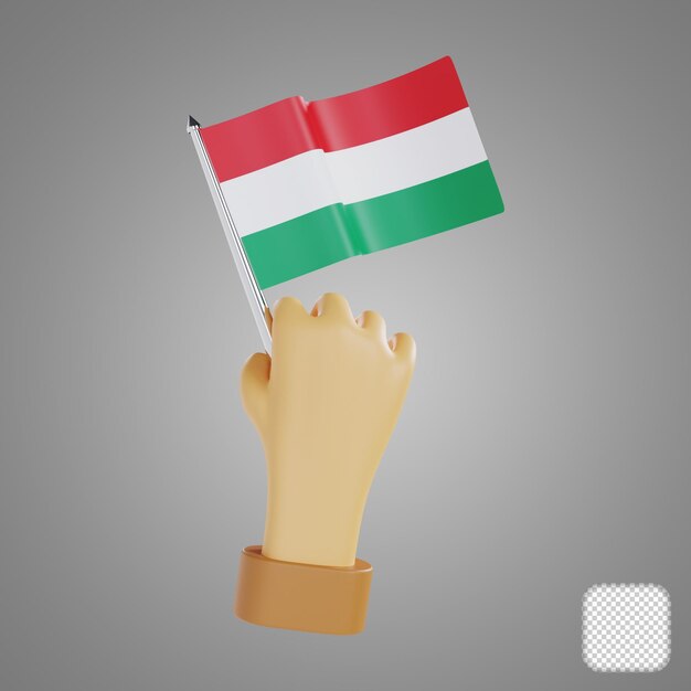 Día de los Derechos Humanos Bandera Nacional de Hungría Ilustración en 3D