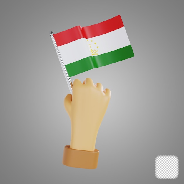 Día de los Derechos Humanos Bandera Nacional de Tayikistán Ilustración en 3D