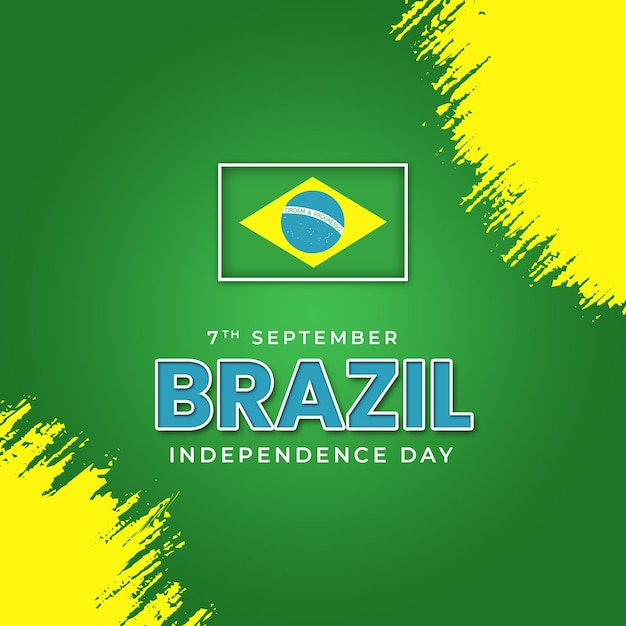 dia do brasil instagram post modelo de banner quadrado arquivo psd editável com fundo verde da bandeira do brasil