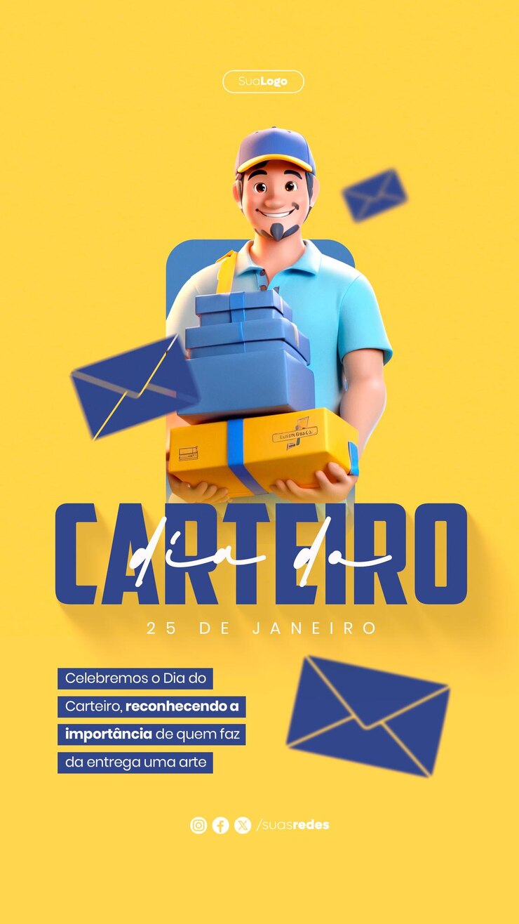 PSD dia do carteiro em mídias sociais