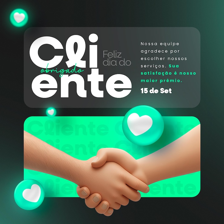 PSD dia do cliente post de mídia social em português renderização 3d para campanha de marketing no brasil