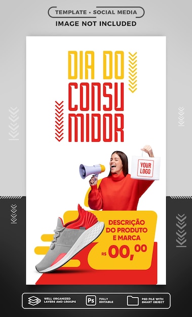 Dia do consumidor de histórias de mídia social para vendas de produtos em negócios