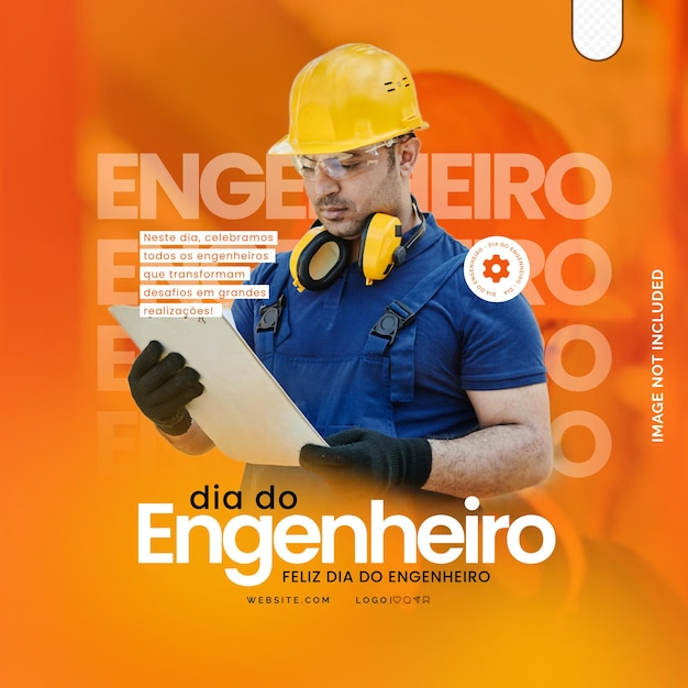 Dia do engenheiro post psd en instagram (en inglés)