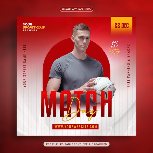 Dia do jogo Futebol mídia social instagram modelo de postagem