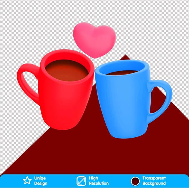 PSD dia dos namorados 3d casal chocolate drink