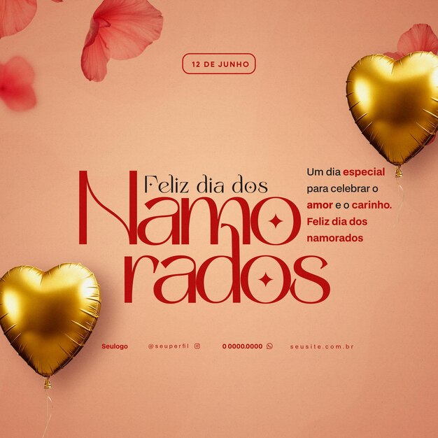 el dia dos namorados flyer psd