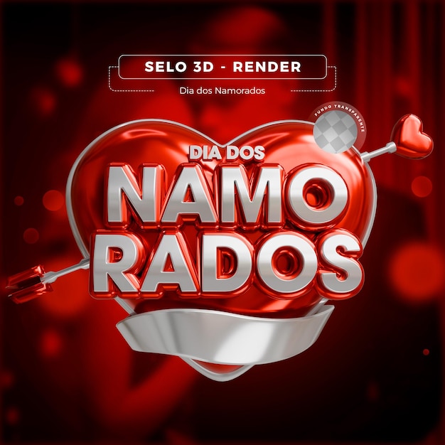 Dia dos Namorados Selo Renderizado en 3D