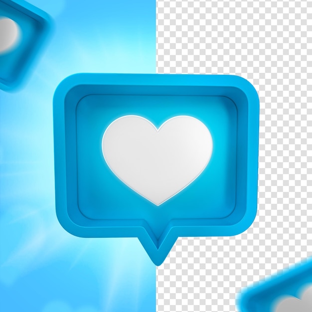 Dia dos pais coração azul emoji facebook para composição renderização em 3D