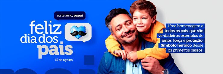 PSD dia dos pais tribute com feliz pai e filhos blue background post template