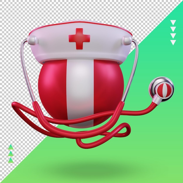 PSD día de la enfermera 3d bandera de perú renderizado vista frontal