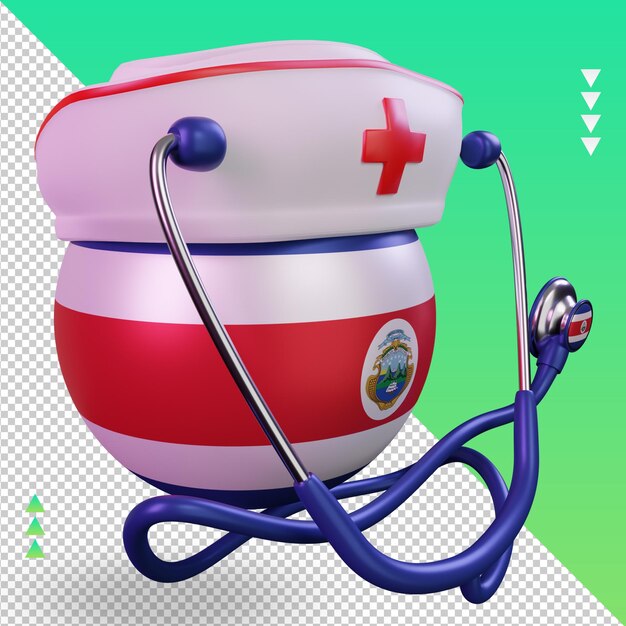 Día de la enfermera 3d Representación de la bandera de Costa Rica vista izquierda