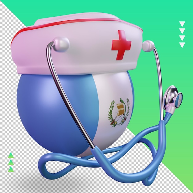 PSD día de la enfermera 3d representación de la bandera de guatemala vista izquierda
