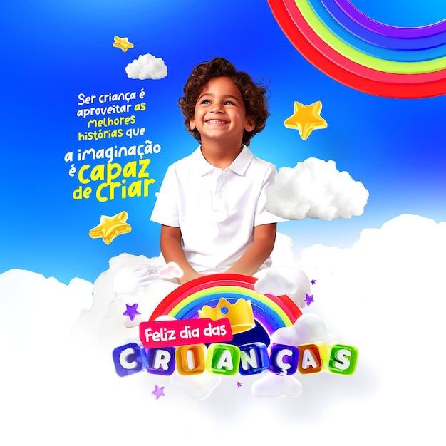 Dia feliz das criancas Konzept Kindertag 12. Oktober Post psd Vorlage bearbeitbar