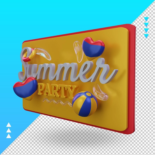 Día de fiesta de verano 3d amor bandera de armenia renderizado vista derecha
