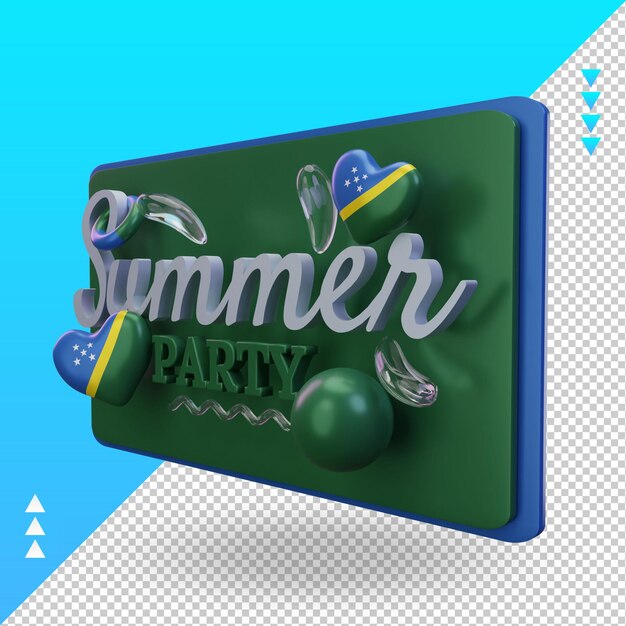 PSD día de la fiesta de verano 3d amor bandera de las islas salomón renderizado vista derecha