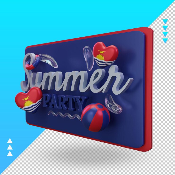PSD día de fiesta de verano 3d amor bandera de kiribati renderizado vista derecha