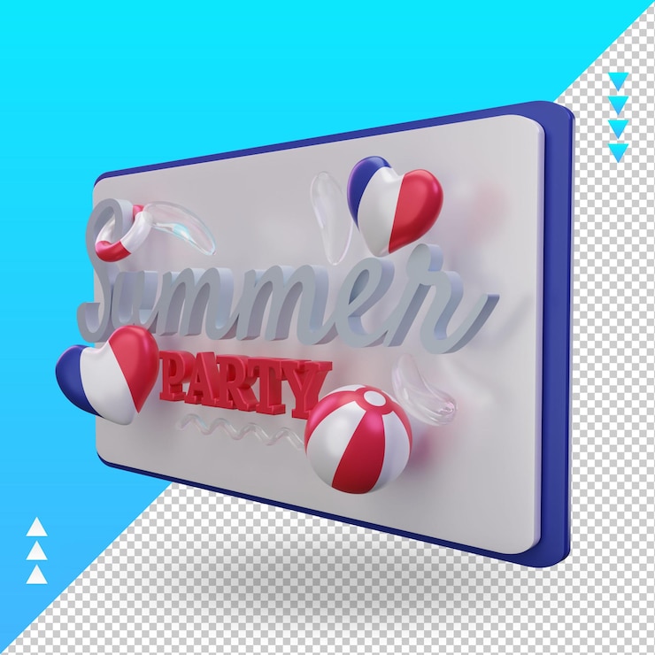 PSD día de la fiesta de verano 3d amor francia bandera renderizado vista derecha