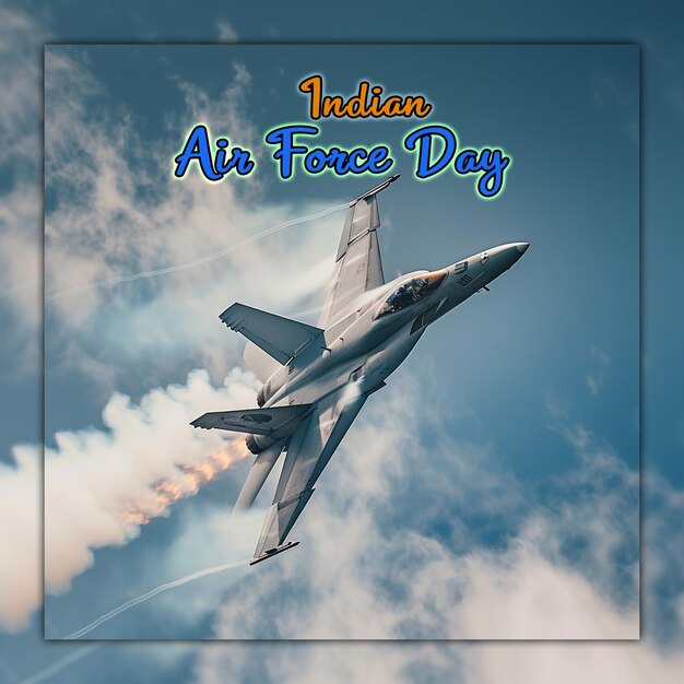 Día de la fuerza aérea de la india con helicóptero día de la fuerza aérea para el diseño de publicaciones en las redes sociales