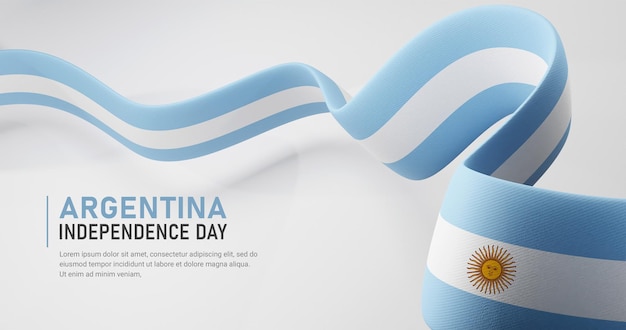 PSD día de la independencia de argentina ondeando plantilla de banner de bandera de cinta