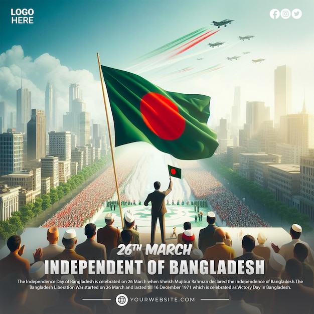 PSD día de la independencia de bangladesh o el 26 de marzo en las redes sociales