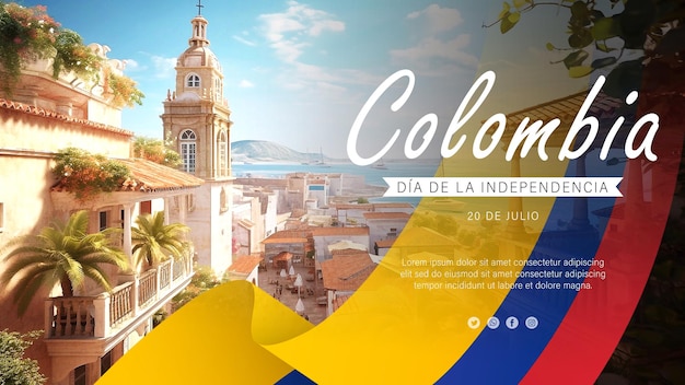 Día de la Independencia de Colombia con fondo de Dia De Arias