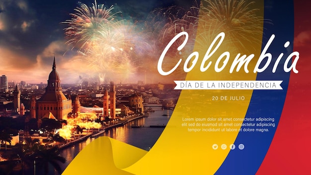 Día de la independencia de colombia con fuegos artificiales