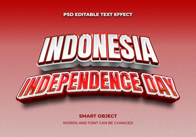 Día de la independencia de indonesia dirgahayu republik indonesia estilo de efecto de texto editable en 3d