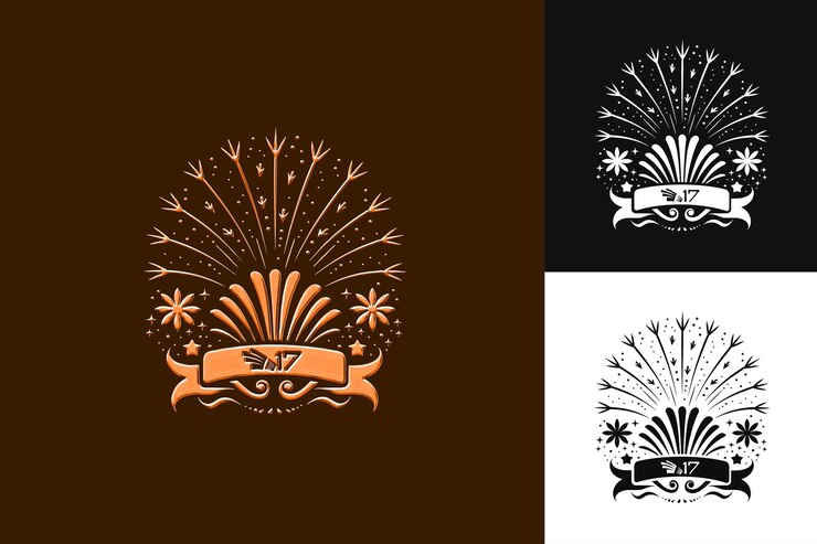 PSD día de la independencia de indonesia con icono de insignia con un diseño vectorial abstracto inspirado en la cultura de estilo