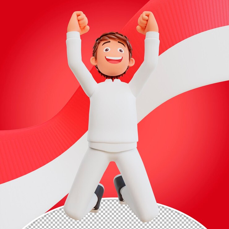 PSD día de la independencia de indonesia con ilustración 3d