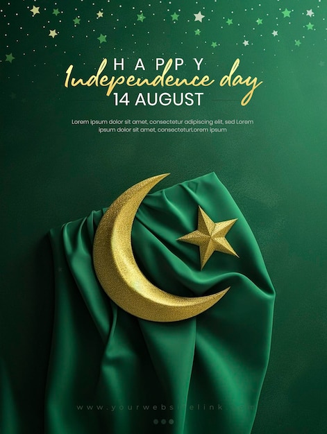 PSD día de la independencia de pakistán 14 de agosto plantilla de publicación de redes sociales corporativas