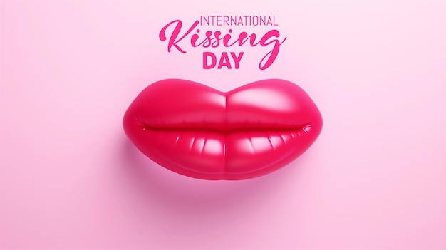 Día internacional del beso con los labios rosados arte de la ilustración