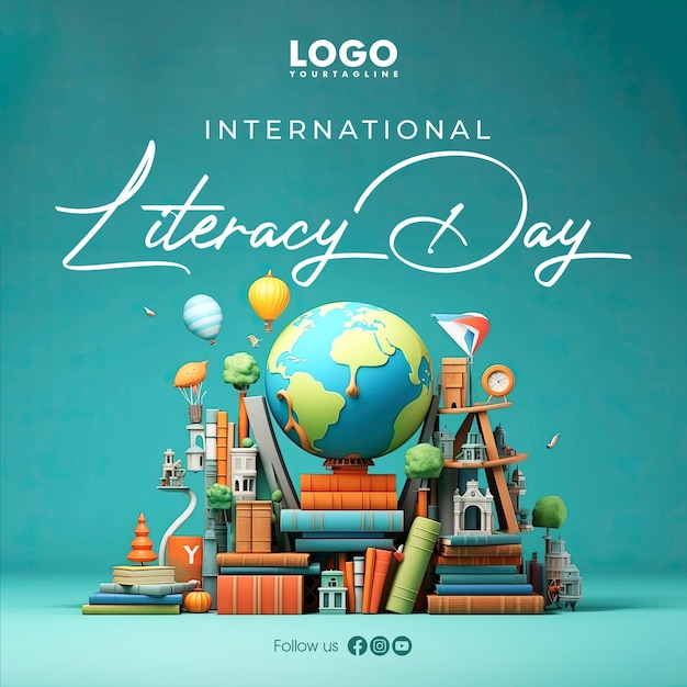 Dia internacional da alfabetização postagem de mídia social design de cartaz