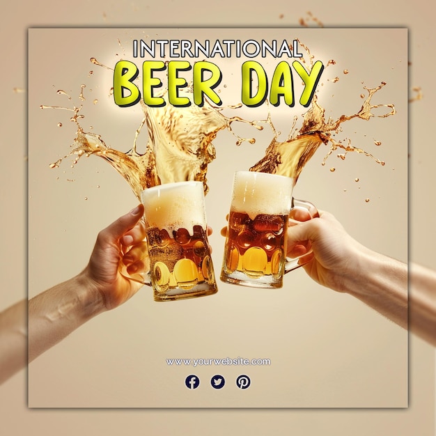 PSD dia internacional da cerveja oktoberfest celebração cerveja garrafa de cerveja de vidro para postagem em mídias sociais