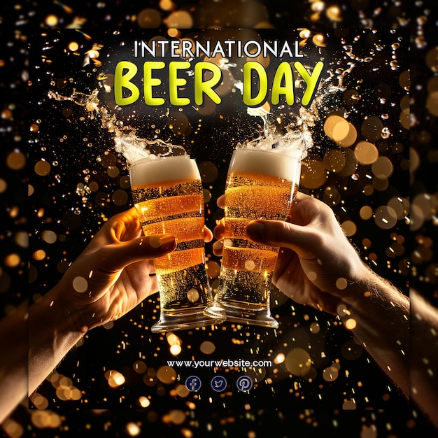PSD dia internacional da cerveja oktoberfest celebração cerveja garrafa de cerveja de vidro para postagem em mídias sociais