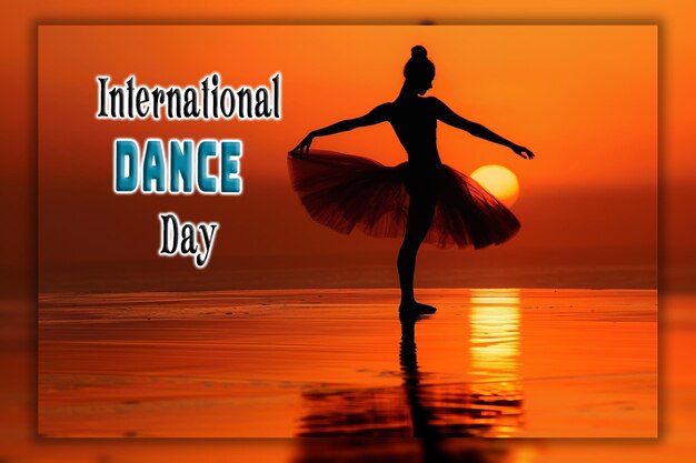 Dia internacional da dança folheto quadrado para festival de dança com antecedentes de artistas