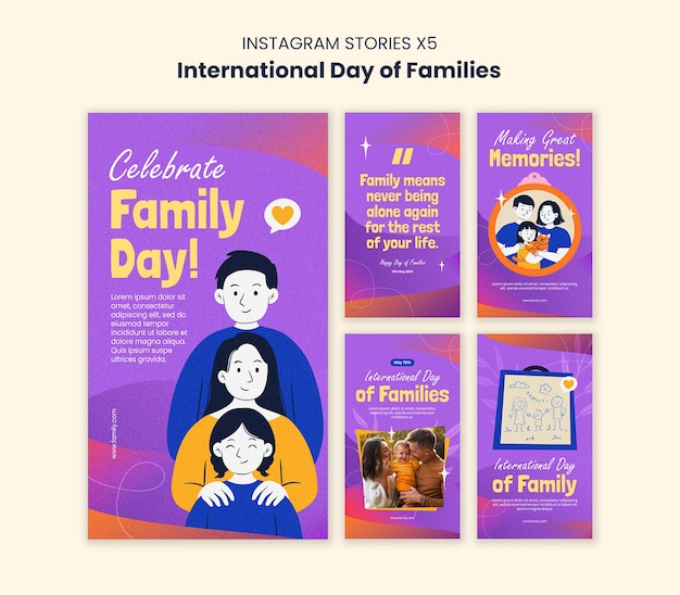 Dia Internacional das Famílias histórias no Instagram