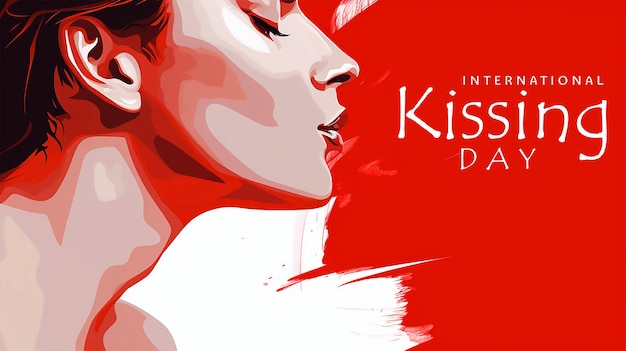 Dia internacional do beijo com lábios cor-de-rosa arte de ilustração