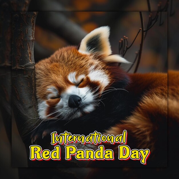 PSD dia internacional do panda vermelho panda vermelho adorável e encantador para design de postagem de mídia social